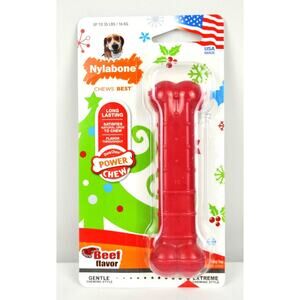 Nylabone Beef Flavored Power Dura Chew Bone Dog Chew Toy (Up to 35lb Dogs) New